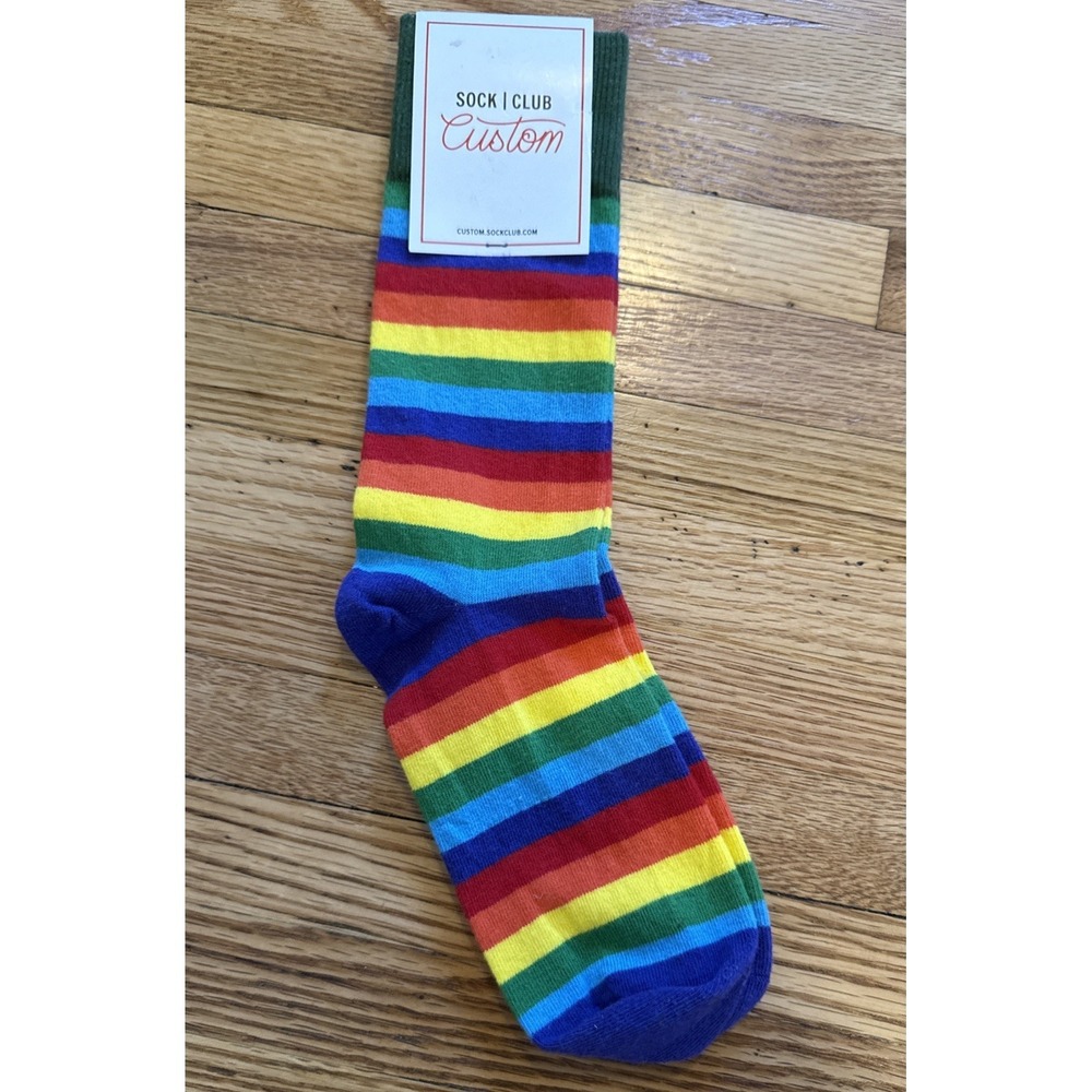 Custom Sock Club-  multicolor Stripe cotton blend socks crew socks-New with Tags